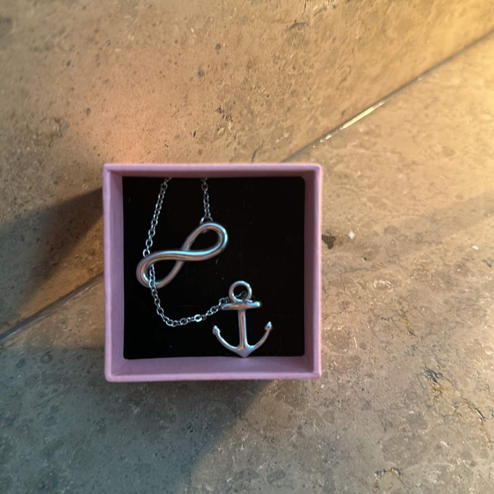 Infinity Anchor Silver Necklace